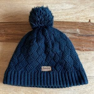 Timberland Black Pom Pom Faux Fur Lined Beanie